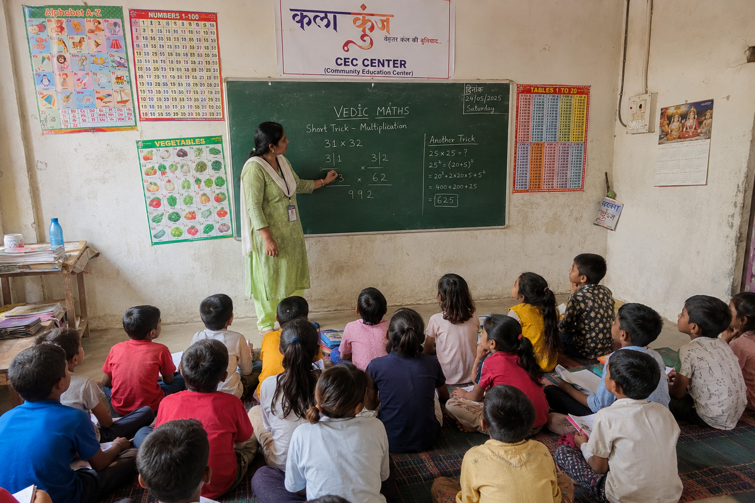 Children learning at a Kalakunj Community Education Centre